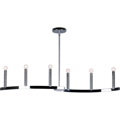 Wyatt 6 Light 41.5 inch Chrome Island Pendant Ceiling Light, Adapts to Sloped Ceiling