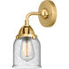 Nouveau 2 Small Bell 1 Light 5 inch Satin Gold Sconce Wall Light in Seedy Glass