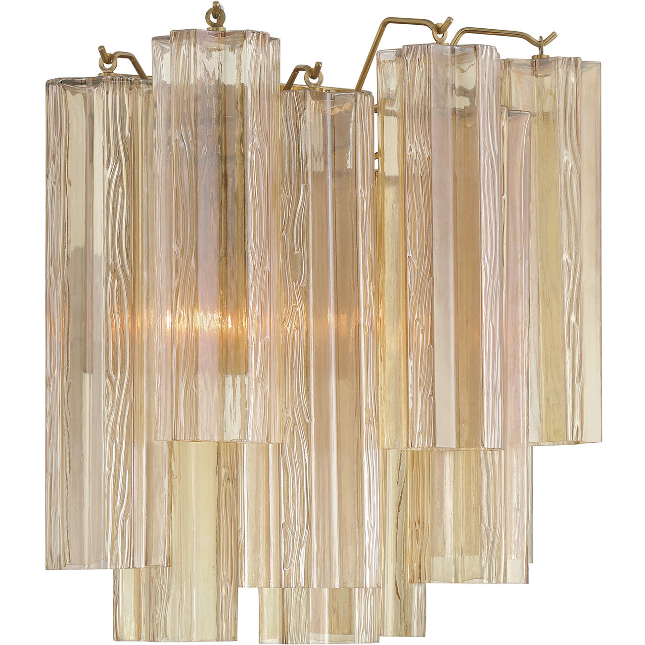 Addis Bath Wall Light in Tronchi Glass Amber