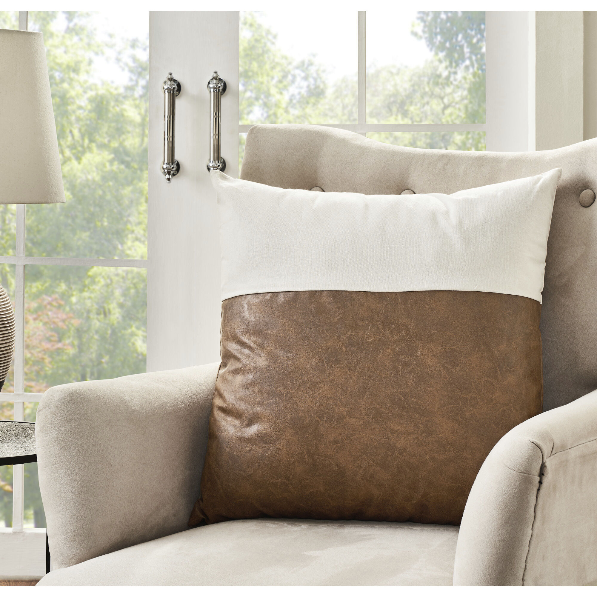 Veracruz 22 inch Off-White and Cognac Indoor Pillow