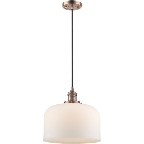 Franklin Restoration Bell 1 Light 12 inch Antique Copper Mini Pendant Ceiling Light in Incandescent, Matte White, Franklin Restoration