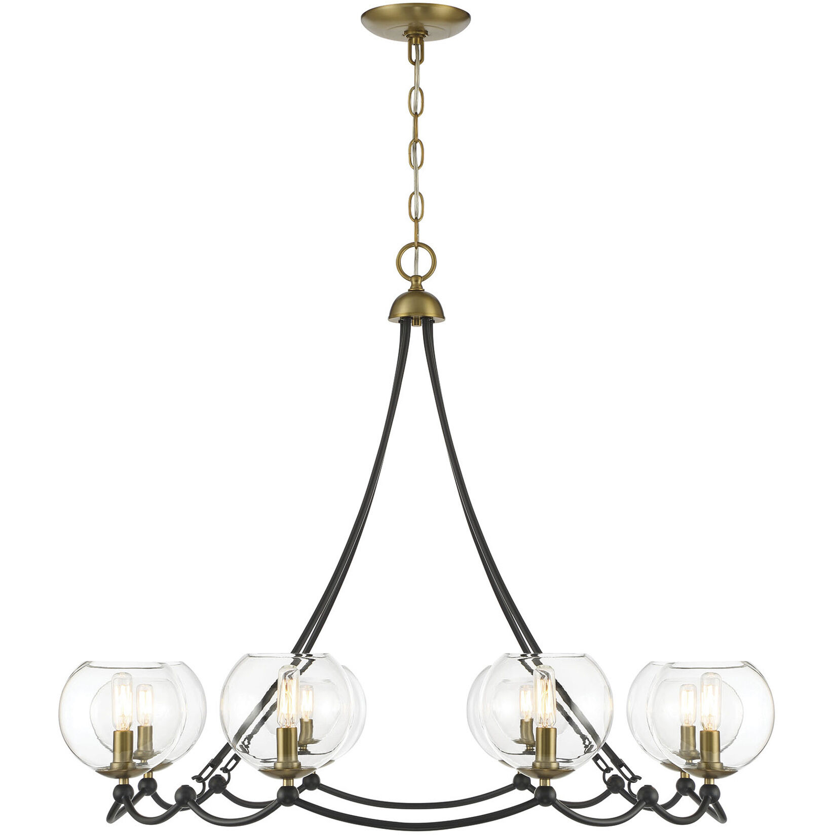 Vantage Kearney Park 8 Light 35 inch Coal and Soft Brass Chandelier Ceiling Light