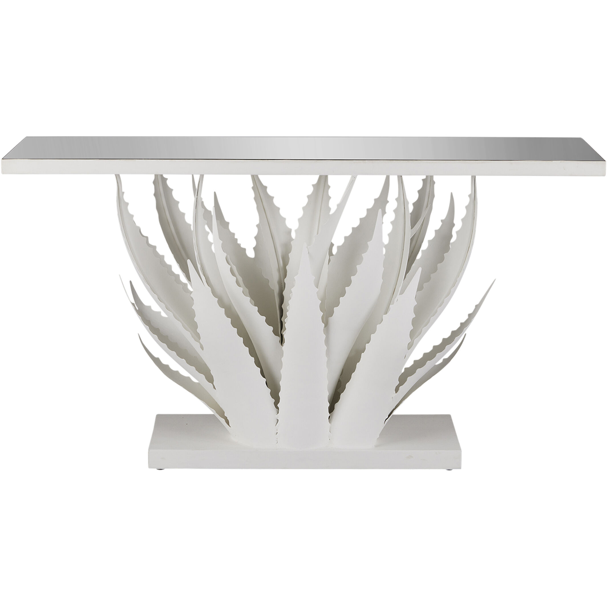 Agave 60.25 inch Gesso White and Mirror Console Table, Marjorie Skouras Collection