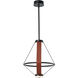 Art & Alchemy Aspen LED 16.6 inch Black Pendant Ceiling Light in Chestnut Leather with Alabaster