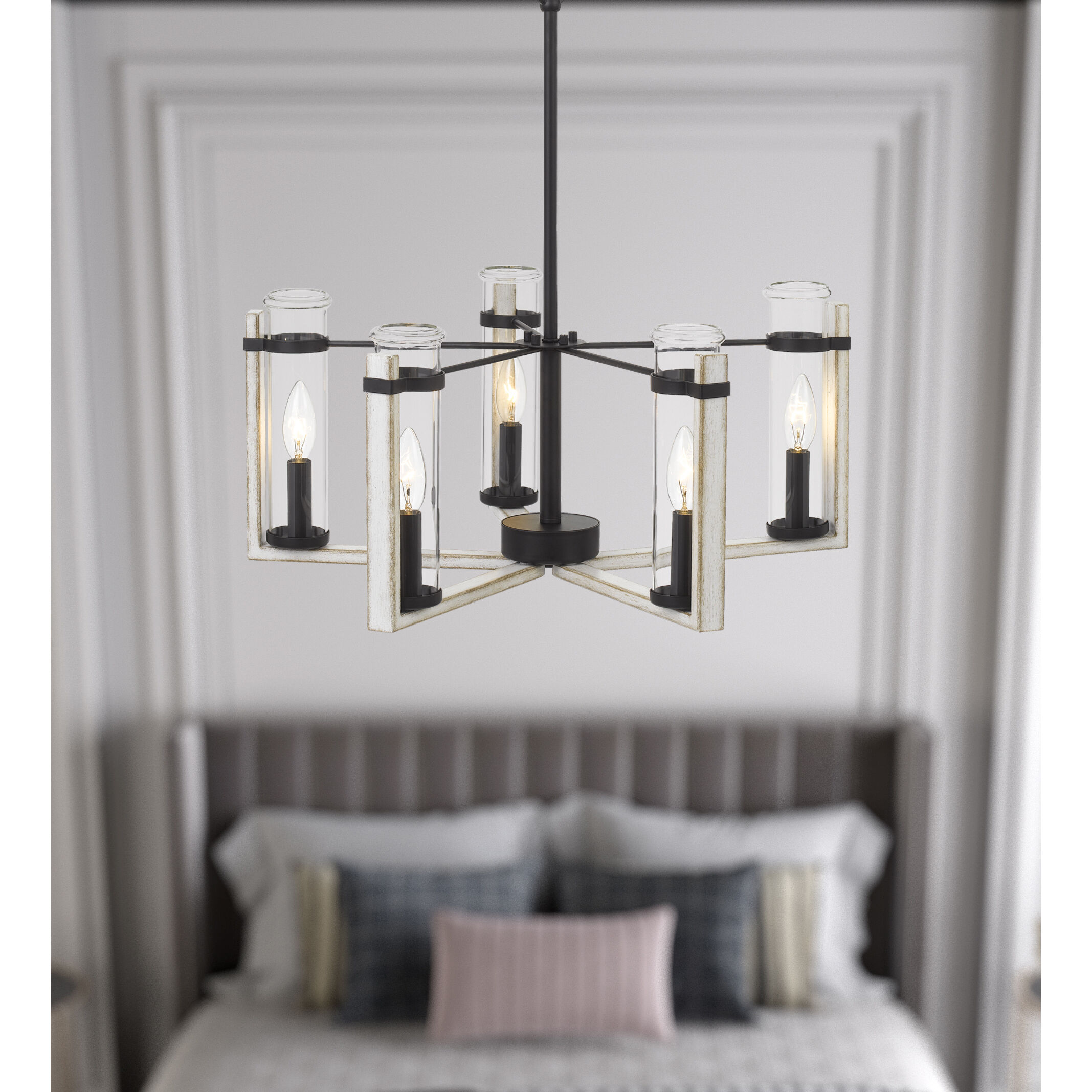 Olivette 5 Light 22 inch White Washed Chandelier Ceiling Light