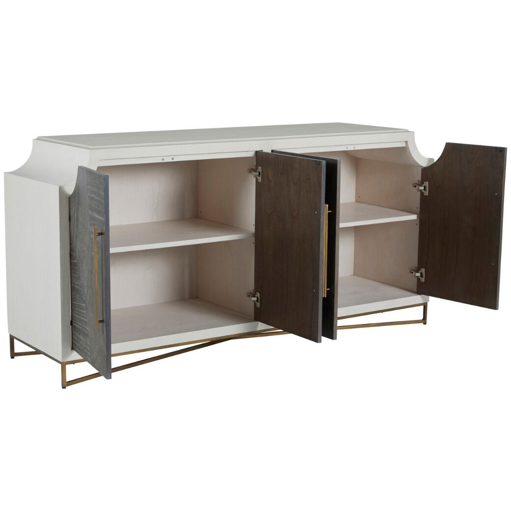 Kirsten Cerused White / Cerused Coal / Stained Brass Cabinet