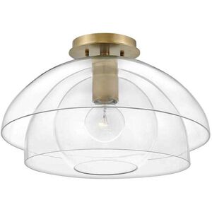Lotus LED 16 inch Heritage Brass Indoor Semi-Flush Mount Ceiling Light, Convertible to Pendant