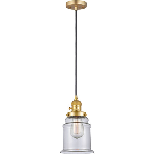 Franklin Restoration Canton 1 Light 6 inch Satin Gold Mini Pendant Ceiling Light in Incandescent, Clear