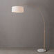 Float 92 inch 14 watt Weathered Brass and White Arc Floor Lamp Portable Light in White Linen