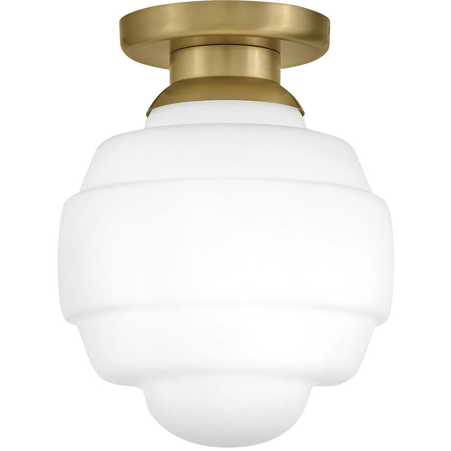 Penny 1 Light 12 inch Lacquered Brass Flush Mount Ceiling Light, Small
