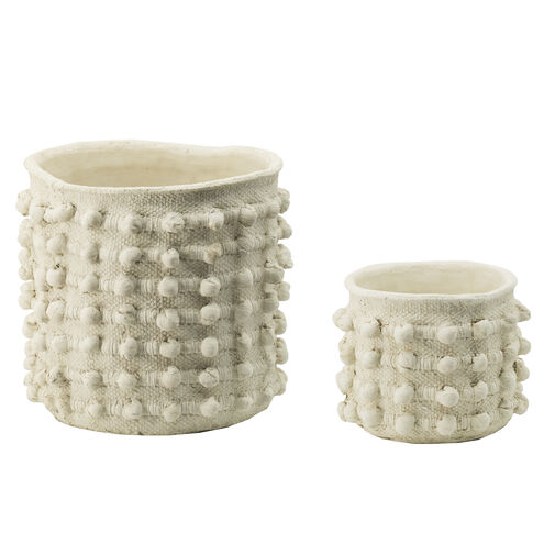 Round Cream Outdoor Planter