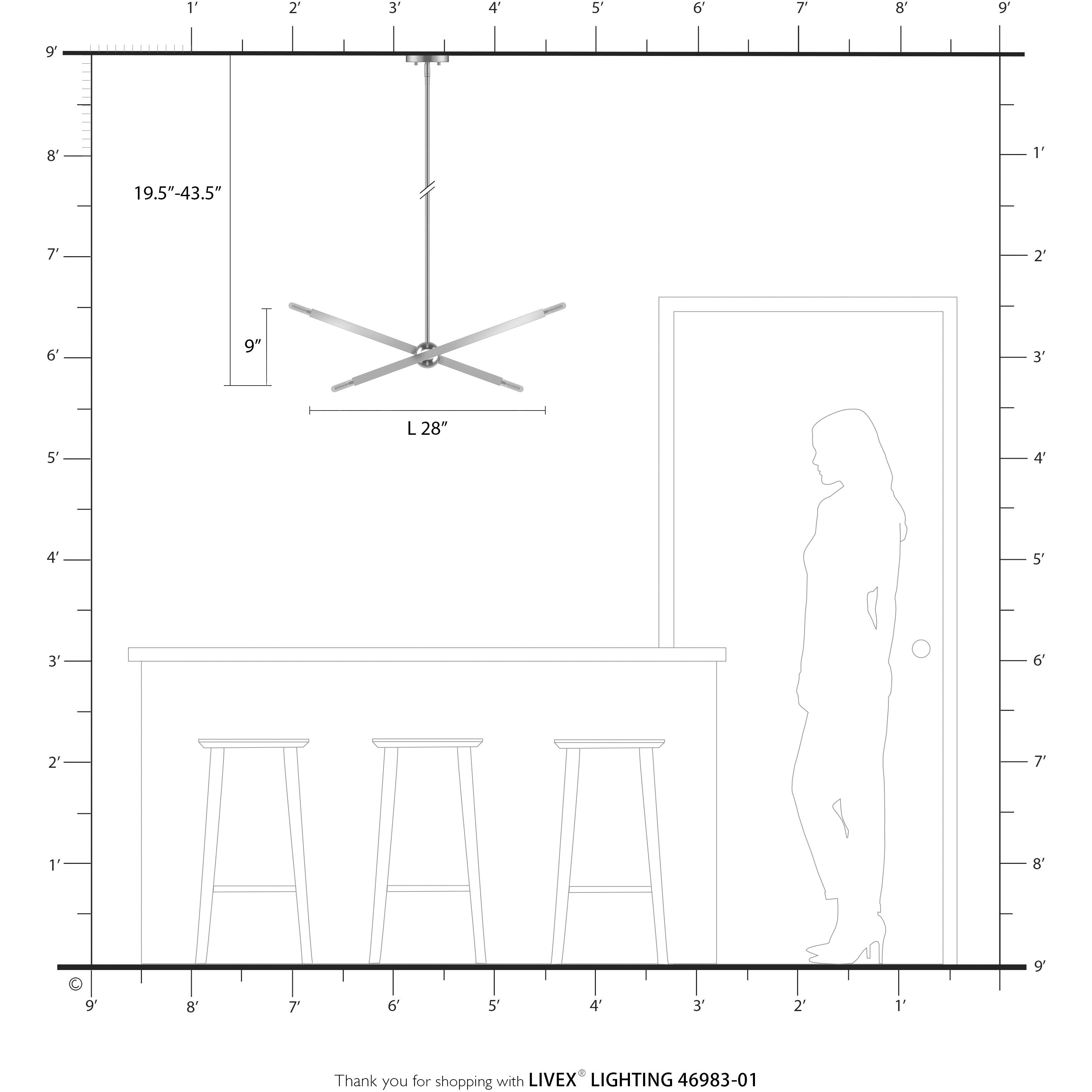 Monaco 4 Light 28 inch Antique Brass Linear Chandelier Ceiling Light
