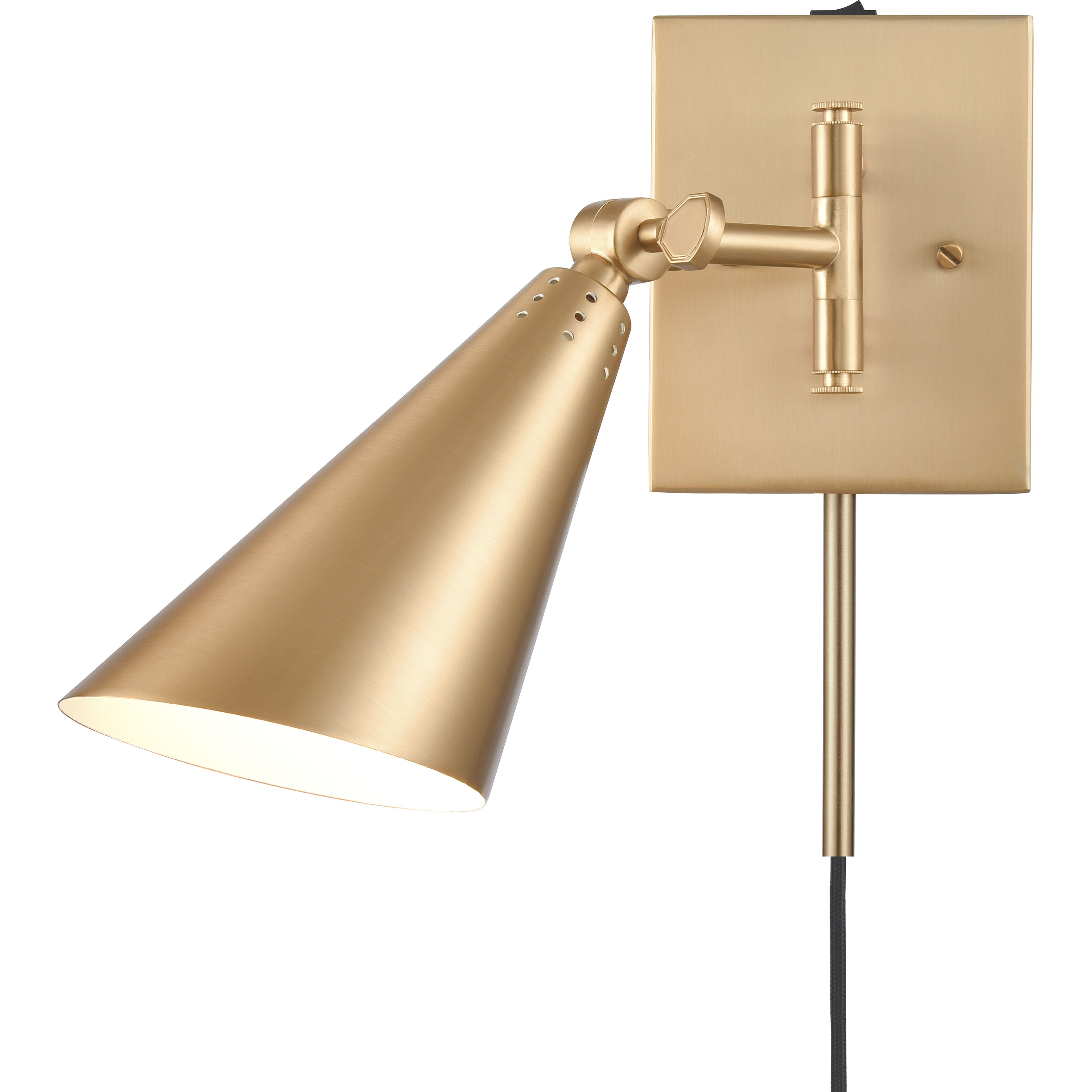 Whitmire 10.5 inch 60.00 watt Brushed Gold Swingarm Sconce Wall Light Plug In Hardwire