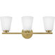 Bri 3 Light 24 inch Lacquered Brass Bath Light Wall Light