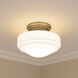 Ingalls 1 Light 12 inch Modern Brass Semi-Flush Mount Ceiling Light in Vintage Milk Glass