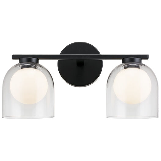 Derbishone 2 Light 14.88 inch Black Wall Sconce Wall Light in Black and Clear