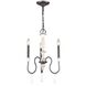 French Farmhouse 3 Light 17 inch White and Black Chandelier Ceiling Light