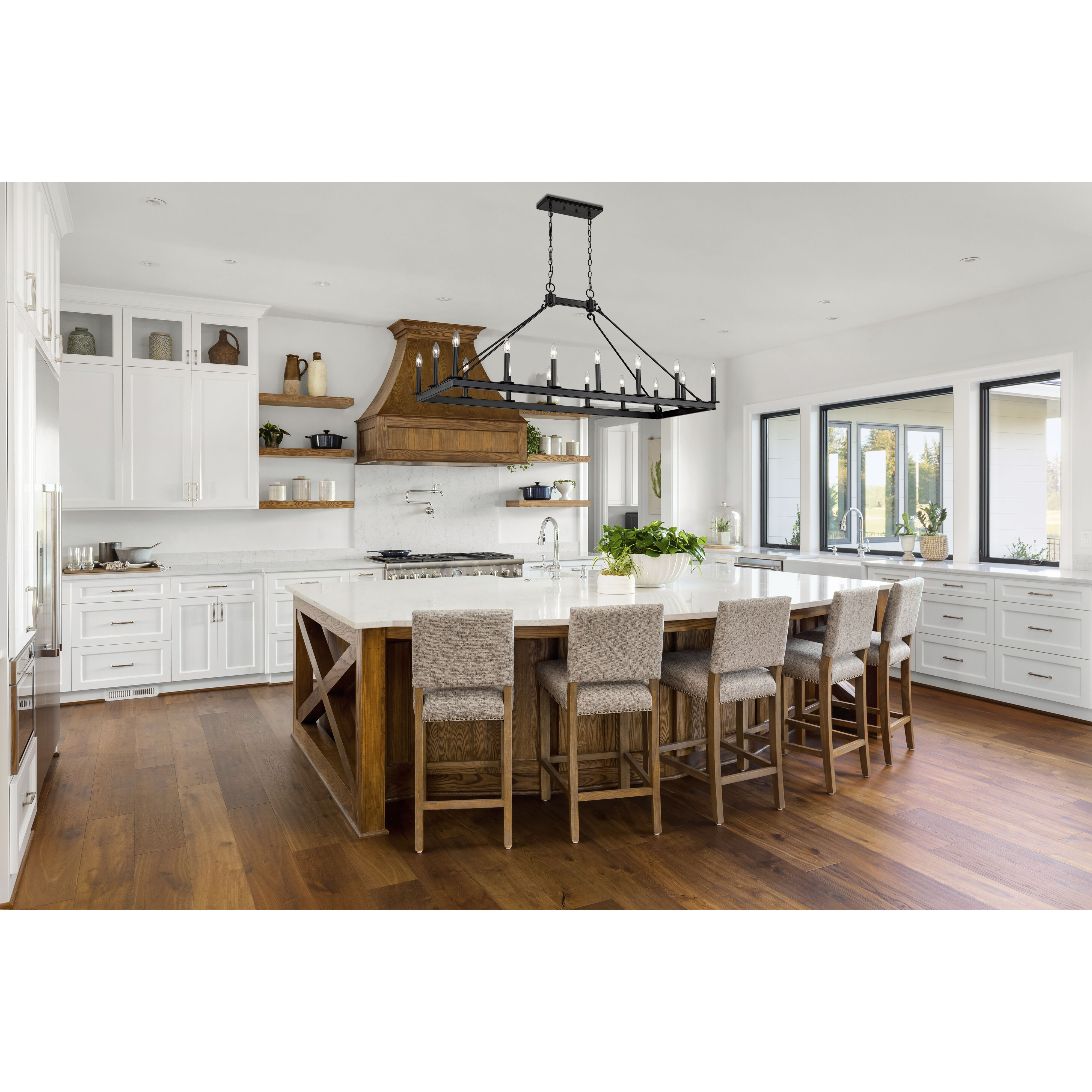 Barclay 16 Light 56 inch Matte Black Linear Chandelier Ceiling Light