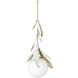 Lowcountry 1 Light Hi-Gloss White and Brass Pendant Ceiling Light