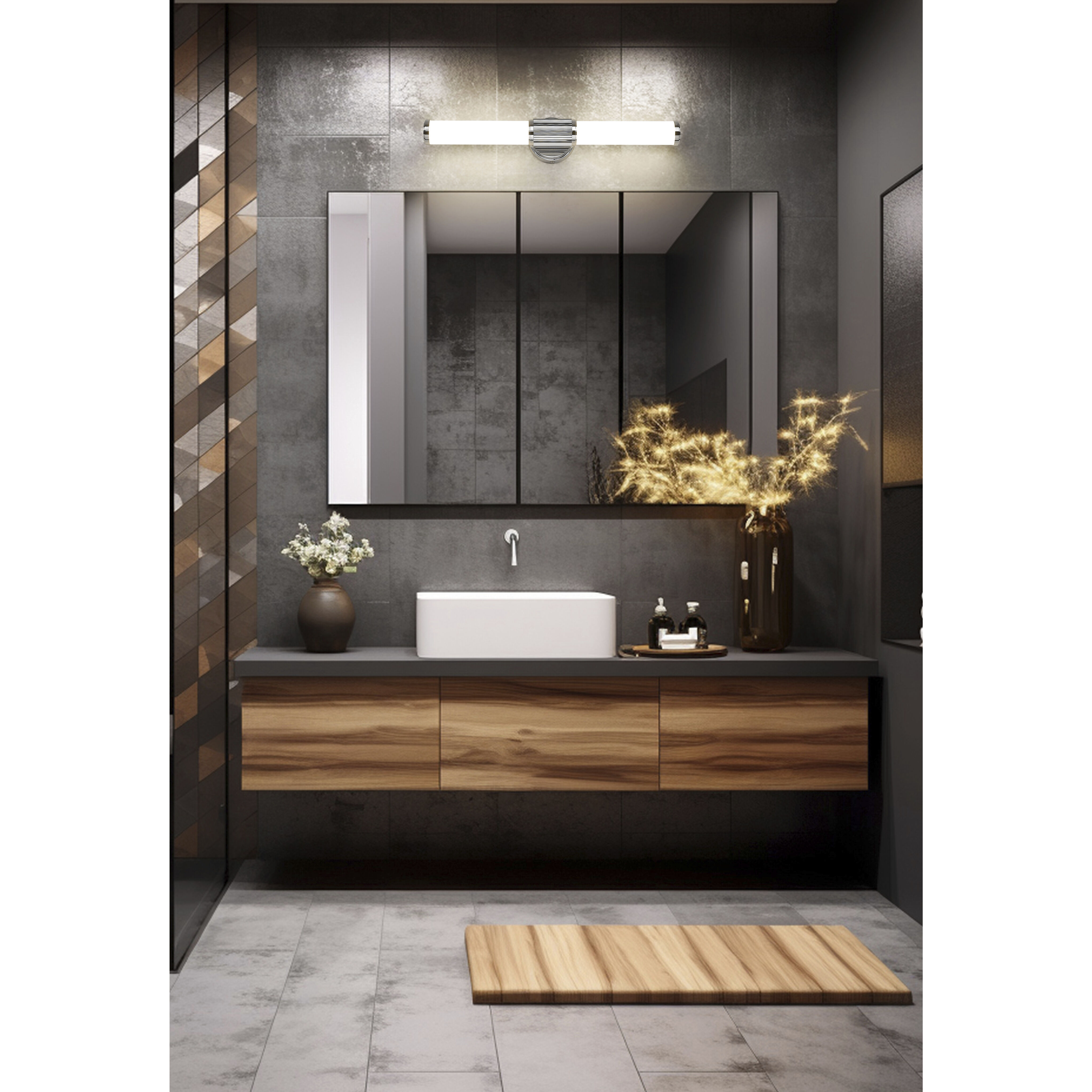 Solange LED 25.5 inch Chrome Bath Vanity Wall Light