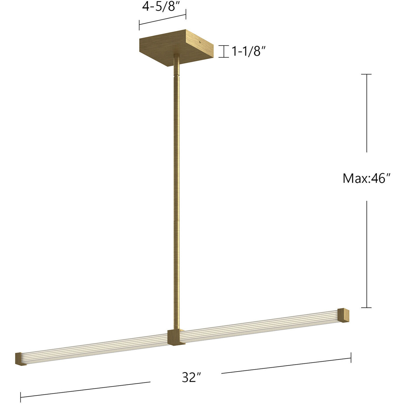 Blade LED 32 inch Brushed Gold Linear Pendant Ceiling Light