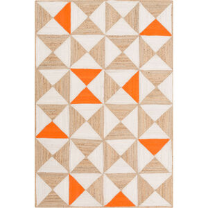 Molino 36 X 24 inch Orange and Neutral Area Rug, Jute and Cotton