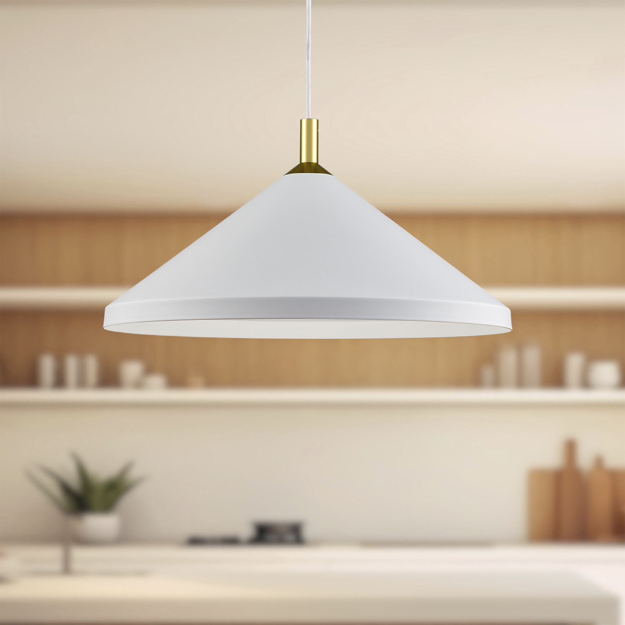 Dorothy Pendant Ceiling Light in White with Gold Detail