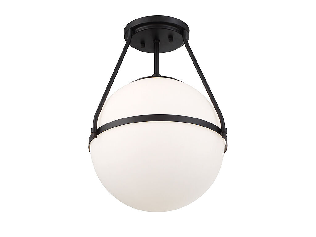 Mid-Century Modern 1 Light 13.25 inch Matte Black Semi-Flush Ceiling Light