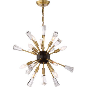 Muse 12 Light 24 inch Aged Brass and Matte Black with Glass Cubes Chandelier Ceiling Light