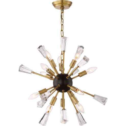 Muse 12 Light 24 inch Aged Brass and Matte Black with Glass Cubes Chandelier Ceiling Light