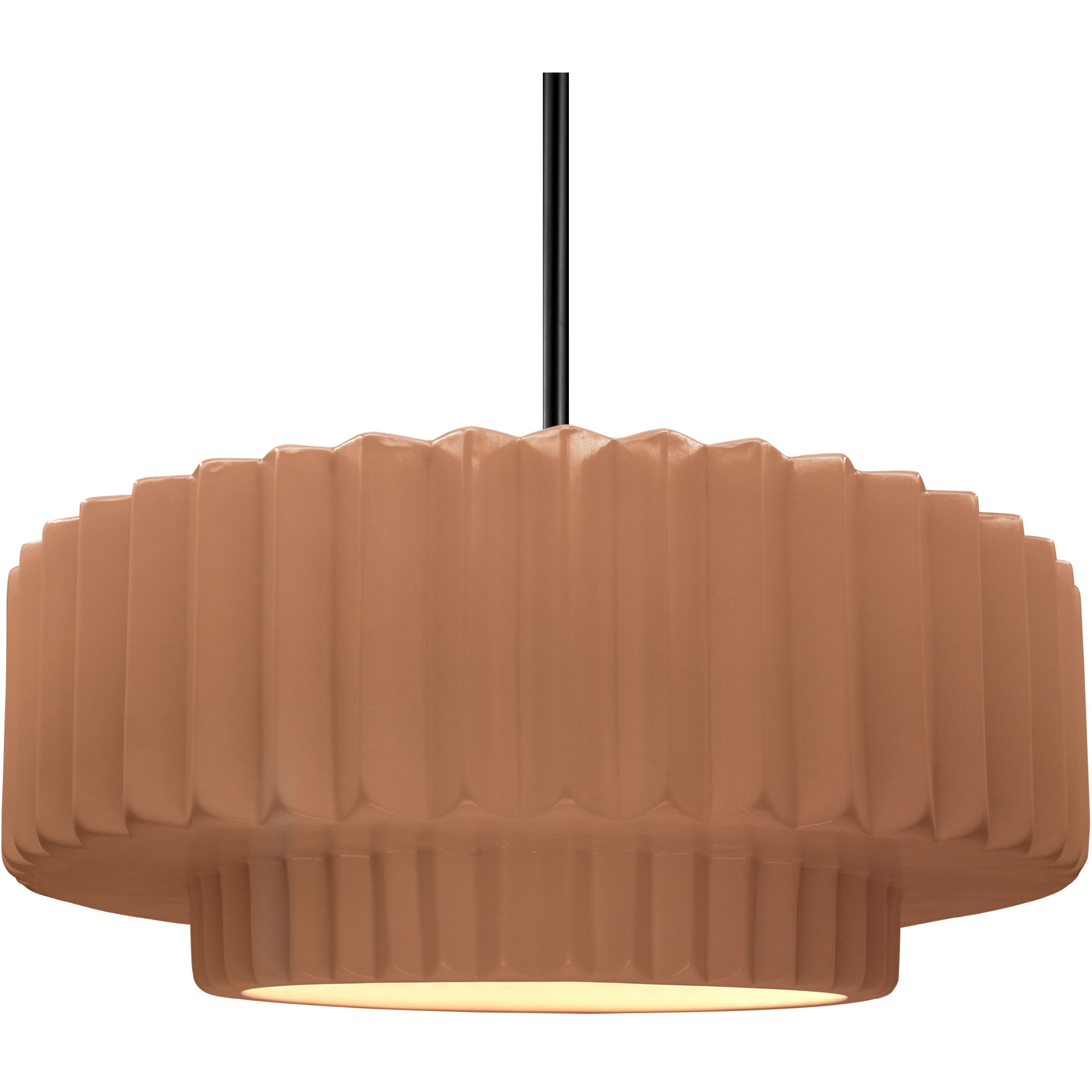 Radiance Collection - Pleated Tier Pendant Ceiling Light in Matte Black, Black Cord, Replaceable Bulb, Adobe, 16.25W x 6H, Form+Finish+Function