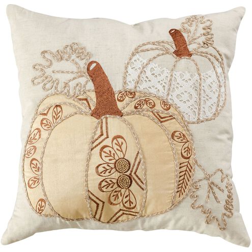 Glided Gourds 20 X 20 inch Cream with Burnt Orange Accent Pillow