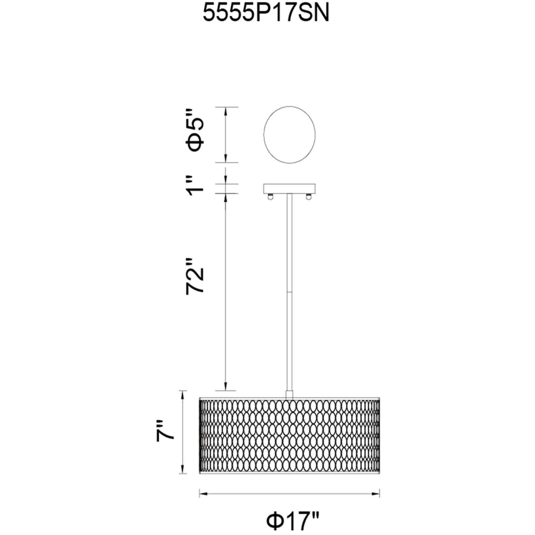Mikayla 3 Light 17 inch Satin Nickel Drum Shade Chandelier Ceiling Light