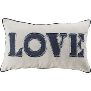 Love 20 X 0.1 inch Blue with White Pillow, Cover Only