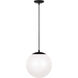 Leo - Hanging Globe 1 Light 12 inch Midnight Black Pendant Ceiling Light