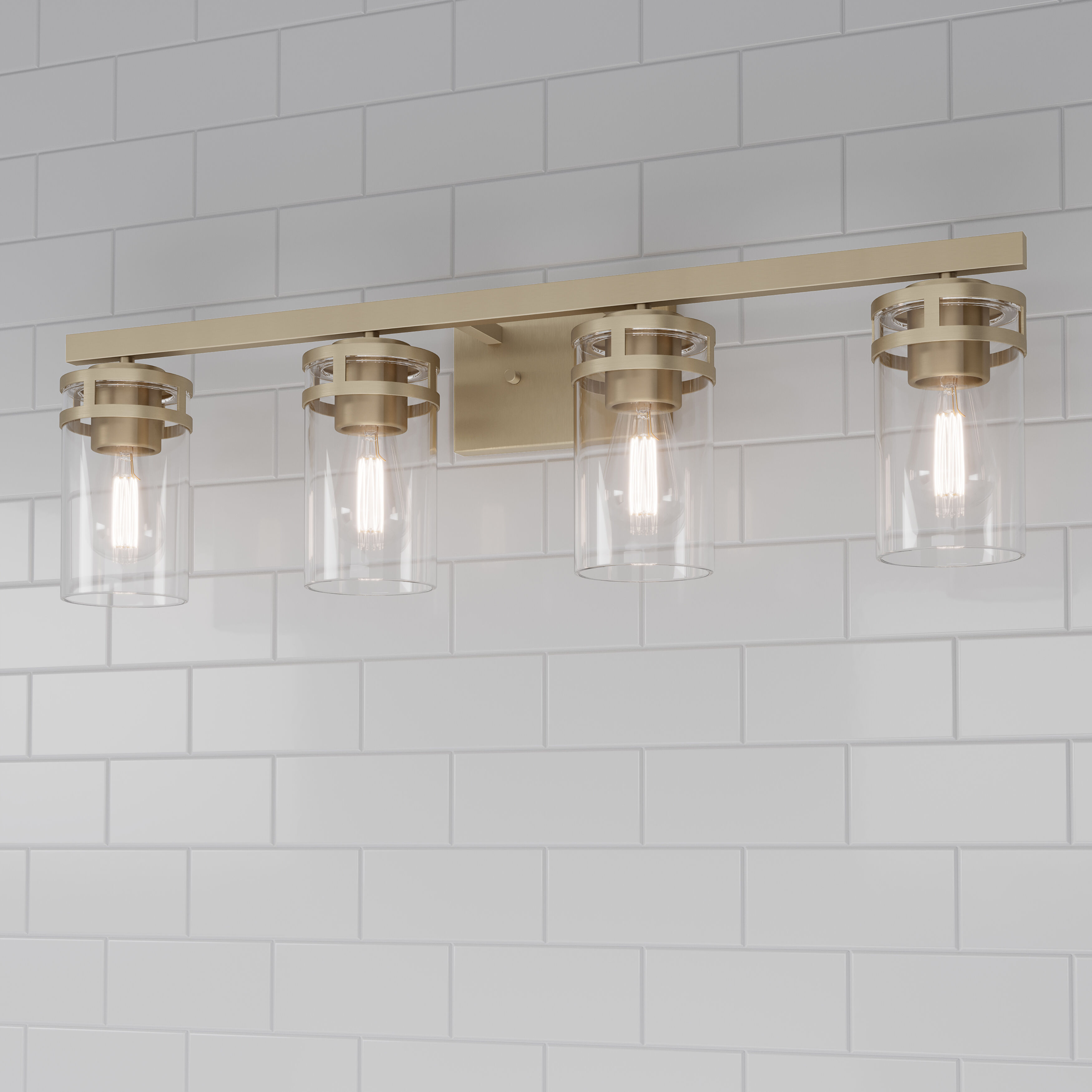 Lunden 4 Light 30.25 inch Modern Gold Bathroom Vanity Light Wall Light