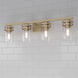Lunden 4 Light 30.25 inch Modern Gold Bathroom Vanity Light Wall Light