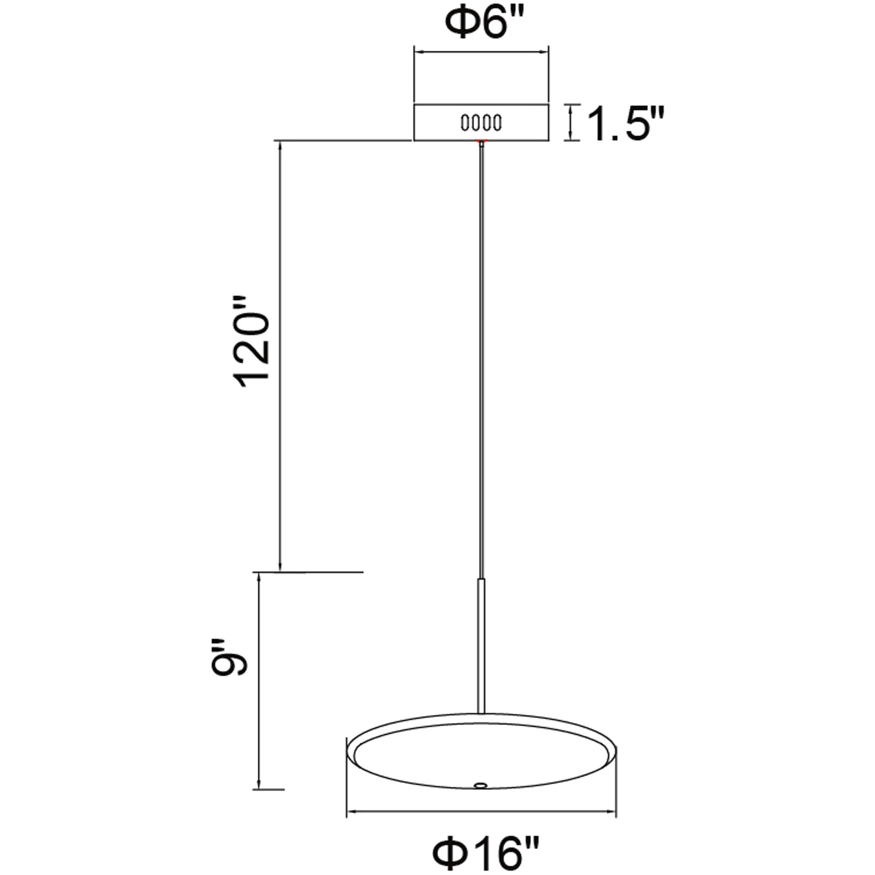 Ovni LED 16 inch Brass Down Pendant Ceiling Light