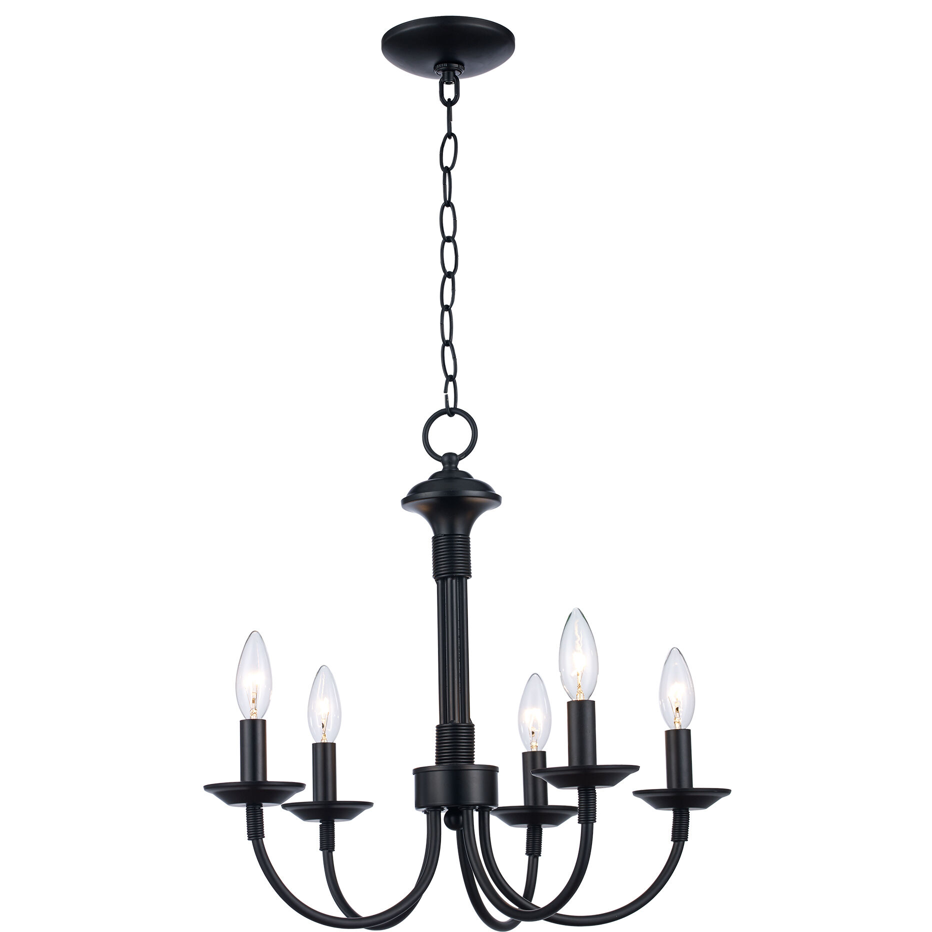 Candle 5 Light 19 inch Black Chandelier Ceiling Light