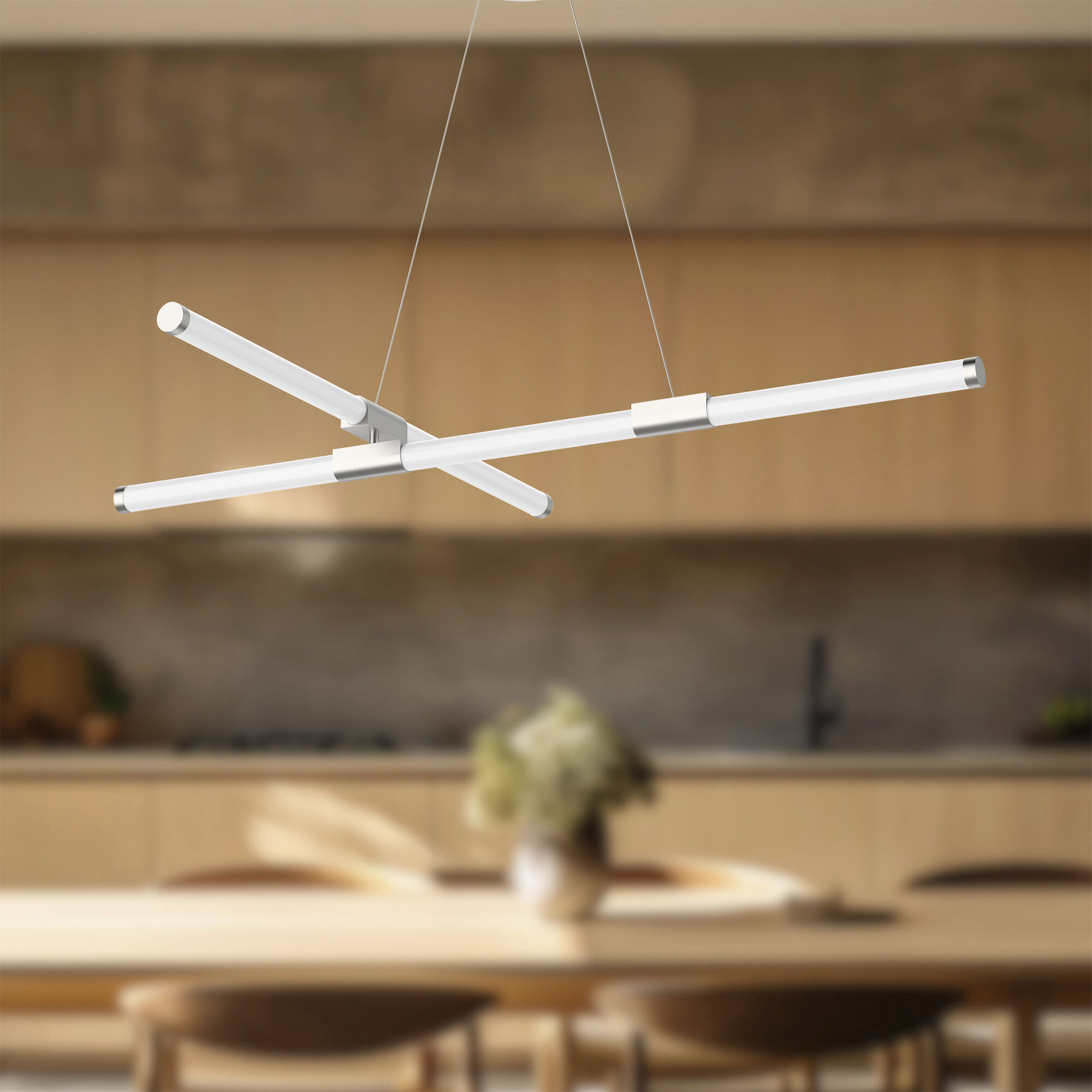 Akari LED 32.38 inch Brushed Nickel Chandelier Ceiling Light