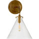 Thomas O'Brien Katie6 1 Light 9.4 inch Hand-Rubbed Antique Brass Conical Bath Sconce Wall Light in Clear Glass, Small