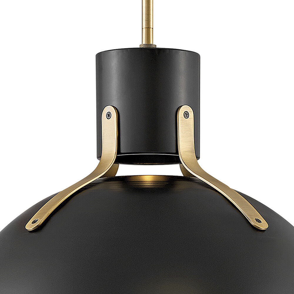 Argo LED 20 inch Satin Black with Lacquered Brass Indoor Pendant Ceiling Light