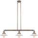 Franklin Restoration Halophane 3 Light 41 inch Antique Copper Island Light Ceiling Light in Matte White Halophane Glass, Franklin Restoration