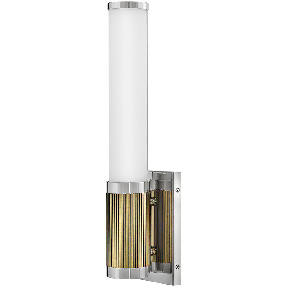 Zevi LED 5 inch Polished Nickel with Lacquered Brass Vanity Light Wall Light, Vertical