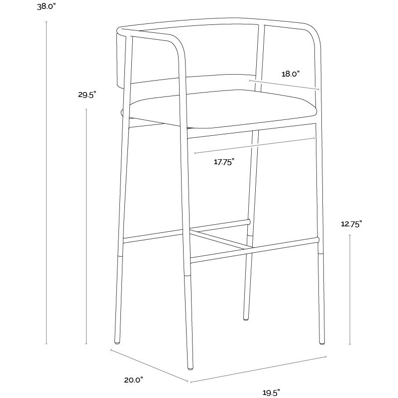 Brenan 38 inch Bravo Cognac Barstool