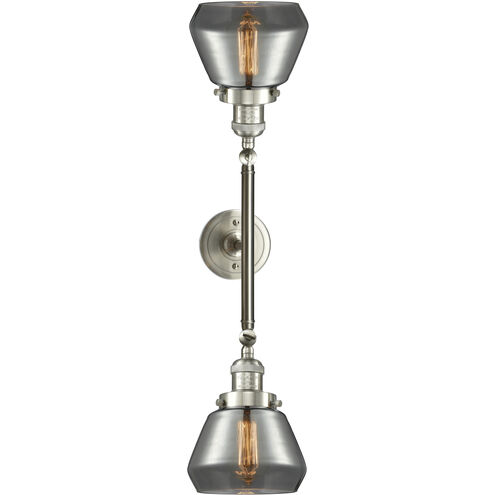 Franklin Restoration Fulton 2 Light 17 inch Brushed Satin Nickel Bath Vanity Light Wall Light in Plated Smoke Glass, Franklin Restoration