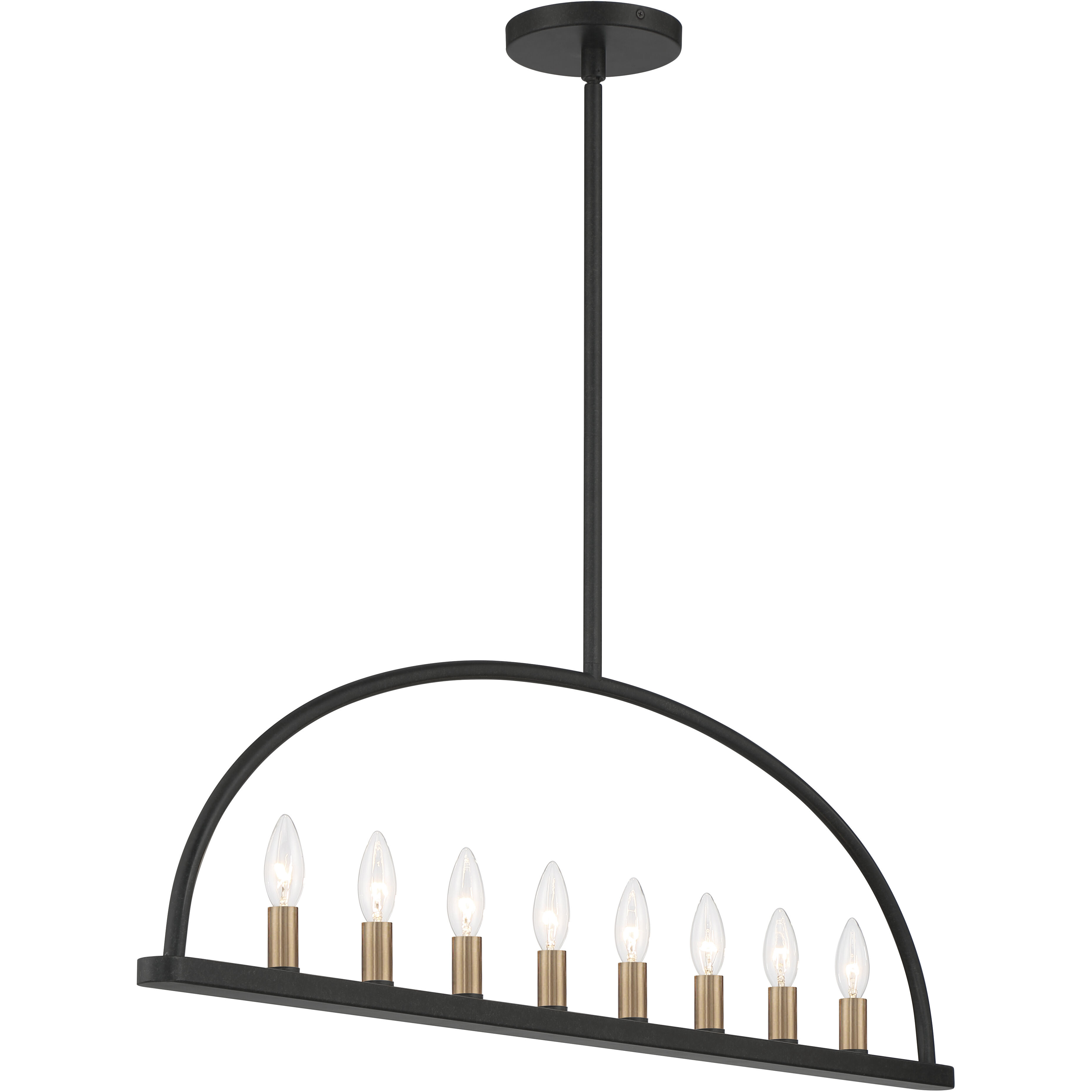 Abbott 8 Light 42 inch Black Linear Chandelier Ceiling Light in Antique White