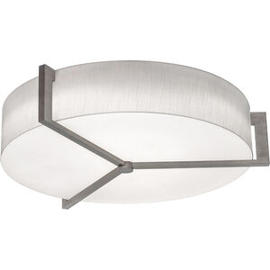 Apex 3 Light 27.15 inch Weathered Grey Flush Mount Ceiling Light in Linen White, Incandescent