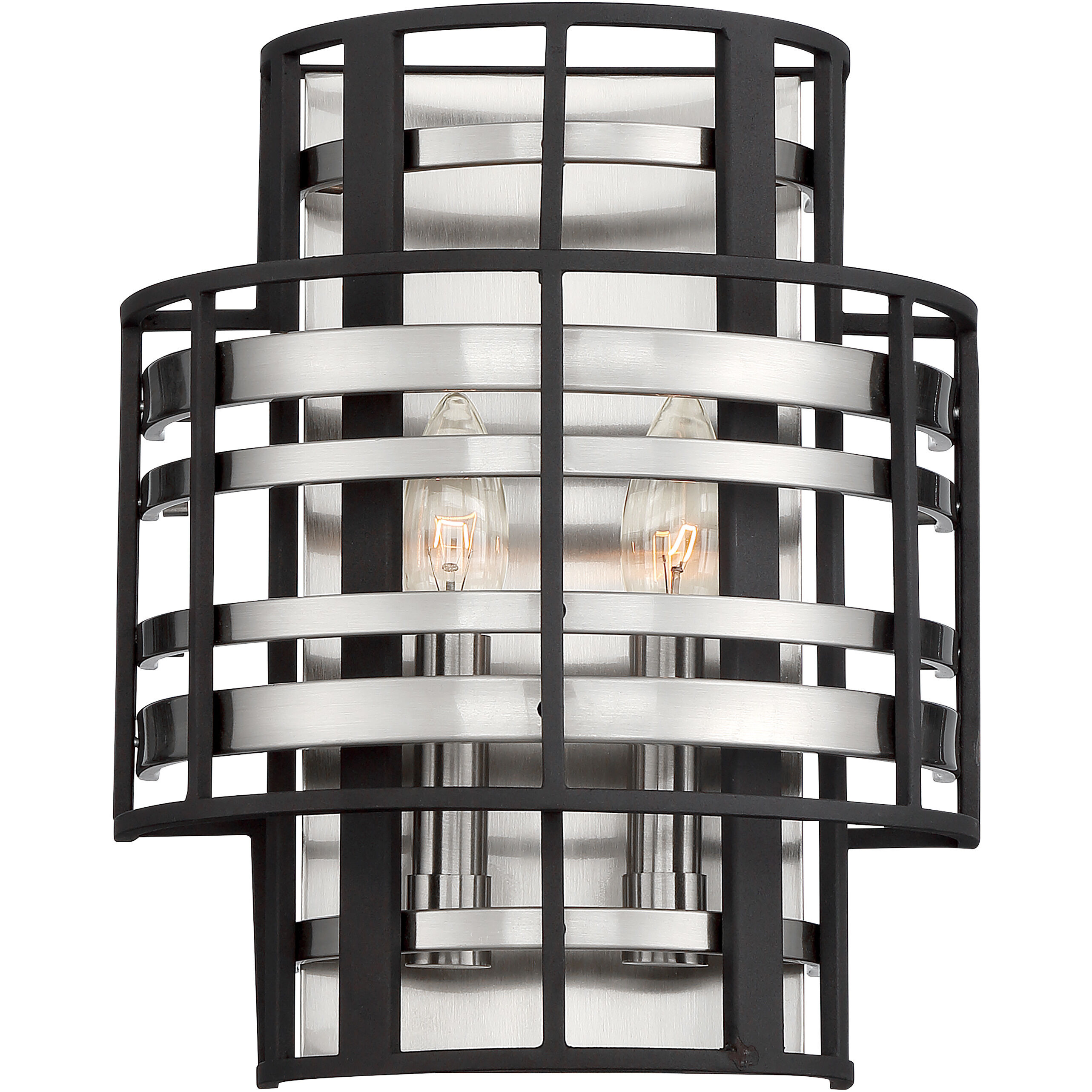 Presten 2 Light 10 inch Brushed Nickel with Sand Coal Wall Sconce Wall Light