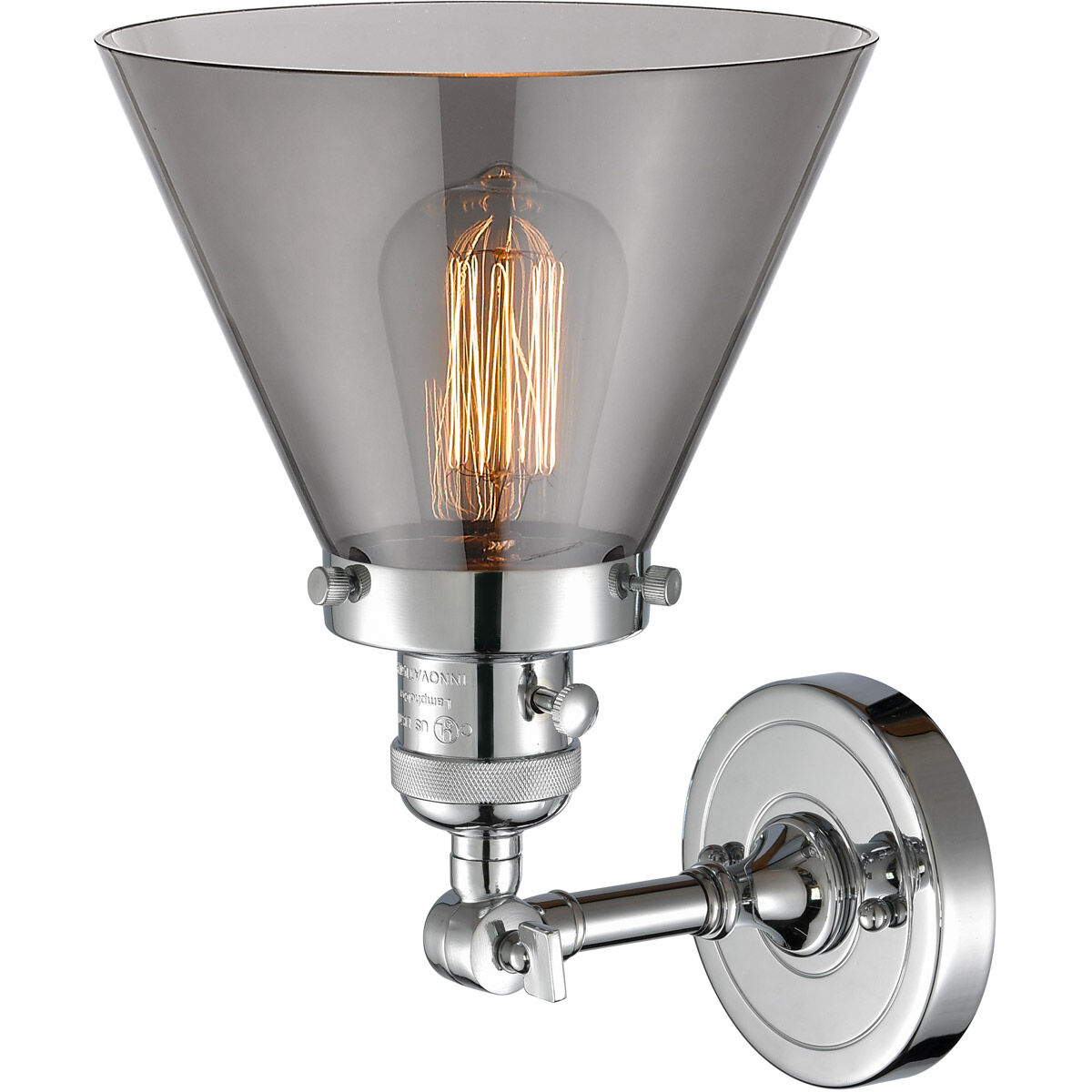 Franklin Restoration Large Cone LED 8 inch Polished Chrome Sconce Wall Light, Franklin Restoration